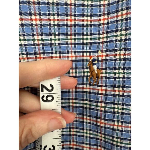 Ralph Lauren Shirt Mens Medium Blue Plaid Button Down Pony Long Sleeve Cotton - Picture 6 of 7